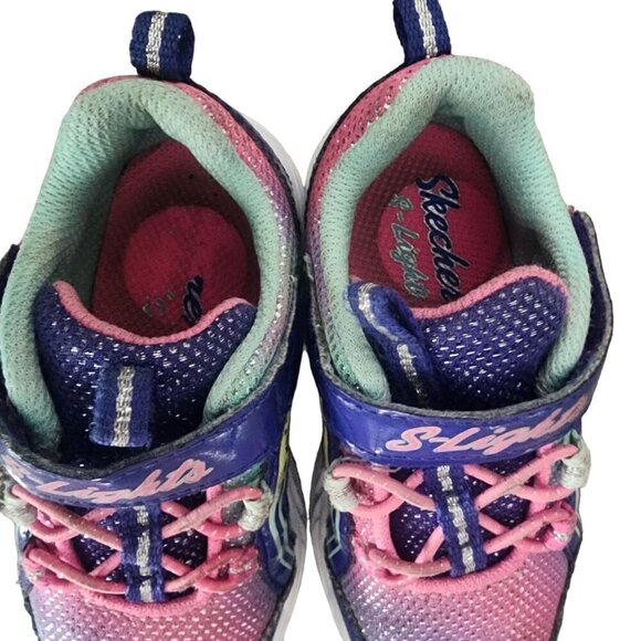 Skechers S-Lights Running Shoes Sneakers Purple Pink Baby Girls Size 7 - Picture 11 of 12
